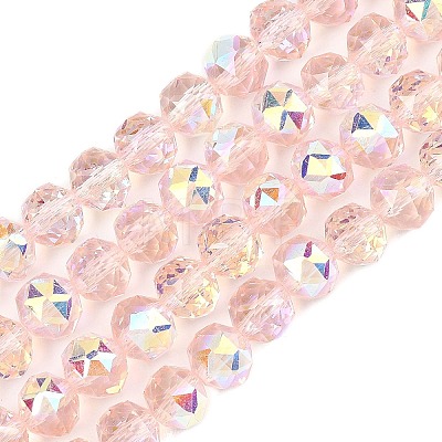 Electroplate Transparent Glass Beads Strands GLAA-H040-01B-1