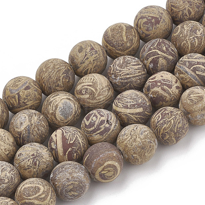 Natural Elephant Skin Jasper/Miriam Stone/Calligraphy Stone Beads Strands X-G-T106-123-1