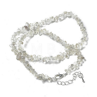 Natural Lemon Quartz Chip Beaded Necklaces for Men Women NJEW-G159-01C-1