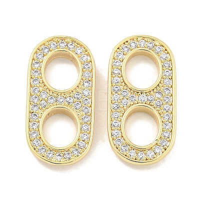 Brass Micro Pave Clear Cubic Zirconia Connector Charms KK-S386-15G-1