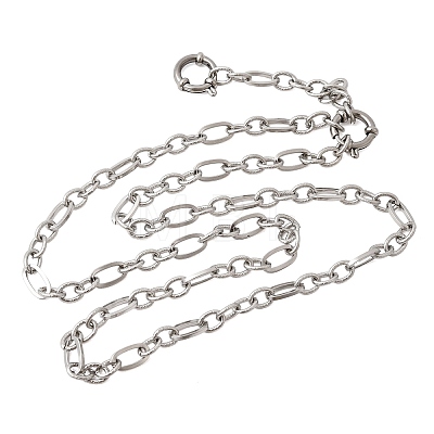 5.5MM 201 Stainless Steel Textured Figaro Chain Necklaces for Unisex NJEW-K302-17P-1