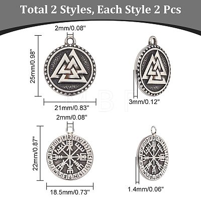 Unicraftale 4Pcs 2 Style 304 Stainless Steel Pendant STAS-UN0055-80-1