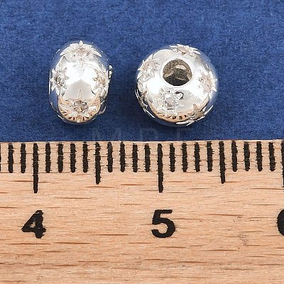 Brass Micro Pave Clear Cubic Zirconia Beads KK-Z162-14S-1