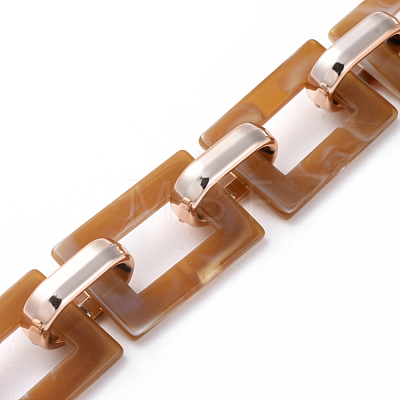 Imitation Gemstone Style Acrylic Handmade Rectangle Link Chains AJEW-JB00518-03-1