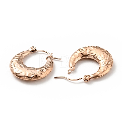 Ion Plating(IP) 304 Stainless Steel Crescent Moon with Butterfly Hoop Earrings for Women EJEW-G293-15RG-1