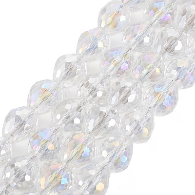 Electroplate Transparent Glass Beads Strands EGLA-T008-024-C01-1