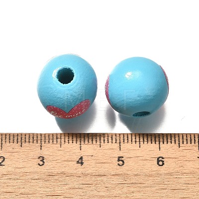 Valentine's Day Element Printed Wood Beads WOOD-R002-01-19-1