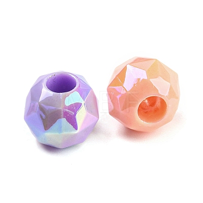 UV Plating Rainbow Iridescent Acrylic European Beads X-MACR-P040-11-1
