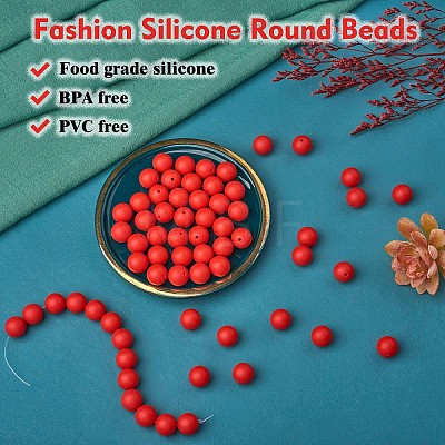 100Pcs Silicone Beads Round Rubber Bead 15MM Loose Spacer Beads for DIY Supplies Jewelry Keychain Making JX451A-1