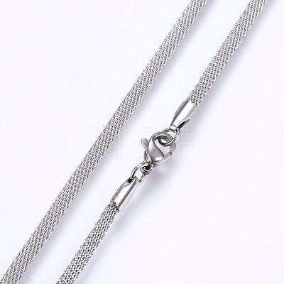 304 Stainless Steel Mesh Chain Necklaces NJEW-F227-06P-04-1
