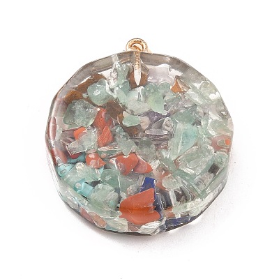 Transparent Resin Pendants RESI-P014-01G-1