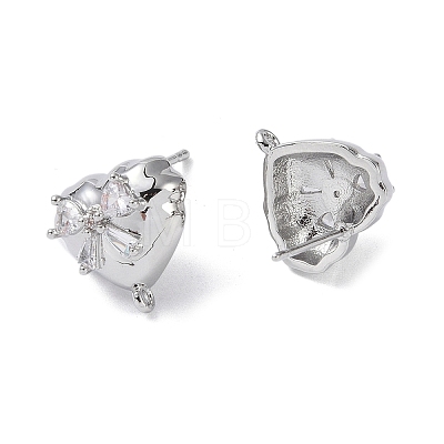 Brass with Cubic Zirconia Stud Earrings Findings KK-B087-10P-1