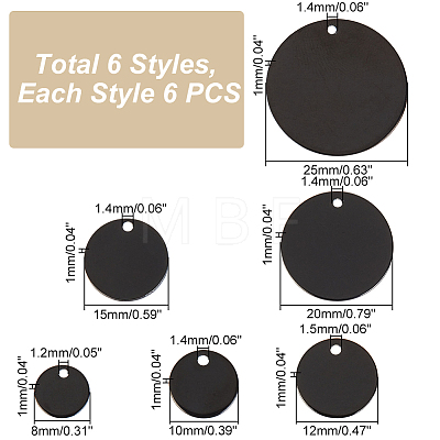   36Pcs 6 Style 304 Stainless Steel Pendants STAS-PH0004-48-1