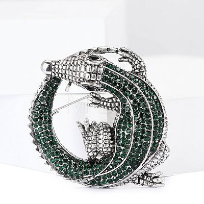 Crocodile Alloy Rhinestone Brooch PW-WGFAD1D-04-1