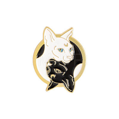 Black & White Yin-yang Cat Alloy Brooches PW23071003974-1