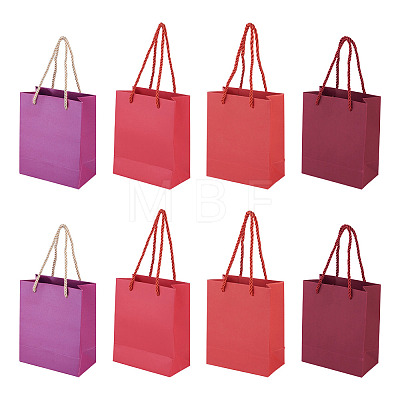 8Pcs 4 Colors Rectangle Paper Gift Bags with Handles CARB-TA0001-18A-1