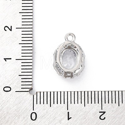 Brass Micro Pave Clear Cubic Zirconia Pendants KK-Z084-09P-01-1