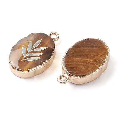 Natural Tiger Eye Oval Pendants G-C102-07G-06-1