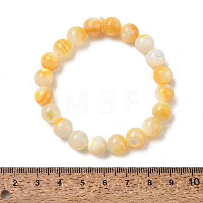 9MM Natural Yellow Shell Round Beaded Stretch Bracelets SH-CBACA76-18E-1