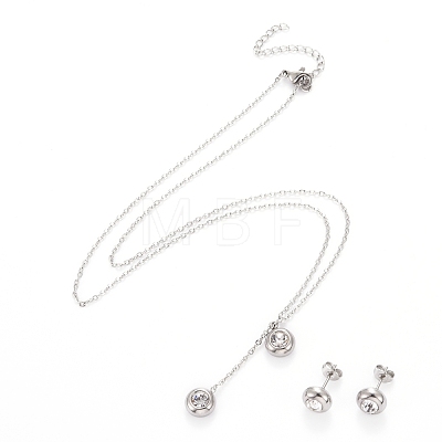 Birthstone 304 Stainless Steel Jewelry Sets SJEW-H302-12-1