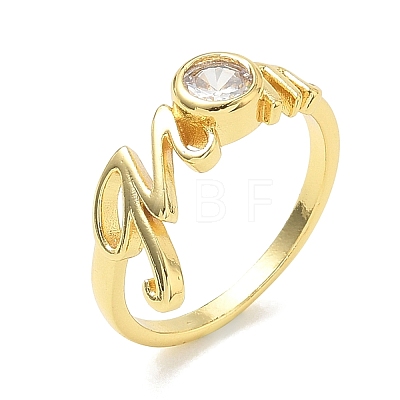 Mother's Day Brass Micro Pave Cubic Zirconia Finger Rings for Women RJEW-K261-15A-G-1