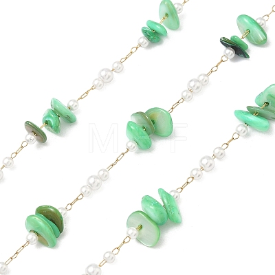 Handmade Natural Shell & ABS Imitation Beaded Chains CHS-F025-13G-05-1