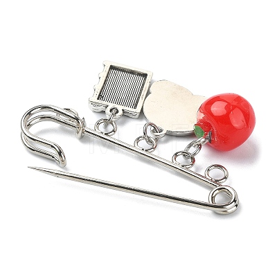 Apple Book Rainbow Alloy Enamel & Resin Pendant Brooches for Teacher's Day JEWB-TA00017-02-1