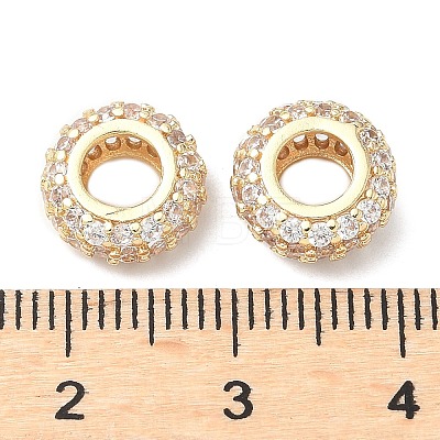 Brass Micro Pave Cubic Zirconia European Beads KK-A254-03B-G-1