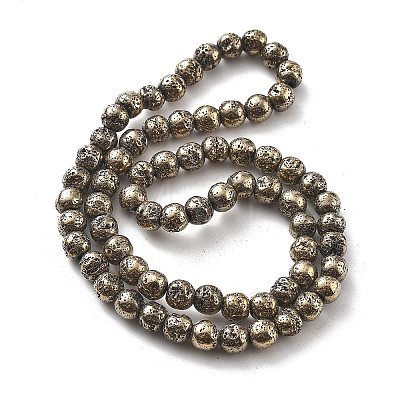 Electroplated Natural Lava Rock Beads Strands G-A251-B01-01J-1