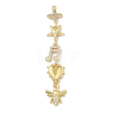 Brass Micro Pave Clear Cubic Zirconia Big Pendants KK-B176-02G-01-1