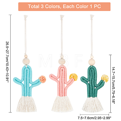 3Pcs 3 Colors Cotton Pendant Decorations AJEW-CA0001-86-1