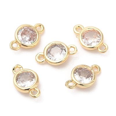 Eco-Friendly Rack Plating Brass Pave Clear Cubic Zirconia Connector Charms KK-A186-06LG-1