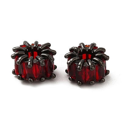Rack Plating Black Brass Micro Pave Cubic Zirconia Beads KK-Q795-02C-B-1