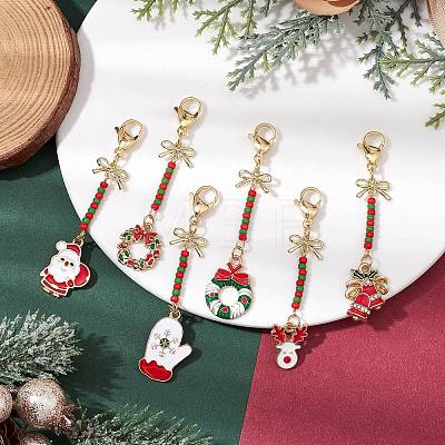 9Pcs 9 Styles Christmas Alloy Enamel Pendant Decoration HJEW-JM02326-1