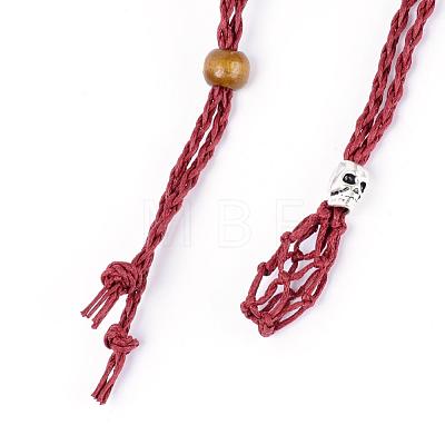 Adjustable Braided Waxed Cord Macrame Pouch Necklace Making MAK-WH0009-02K-1