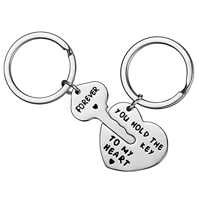Valentine's Day Alloy Word You Hold The Key To My Heart Forever Couple Keychain KEYC-F038-01P-1