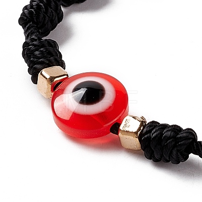 Resin Evil Eye Braided Bead Bracelet with Knot Cord BJEW-B065-06-1