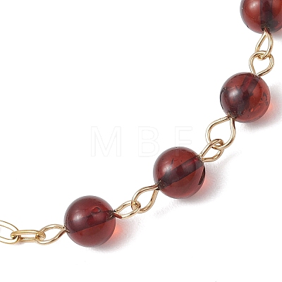 Natural Amber Beads Link Bracelets BJEW-JB13484-02-1
