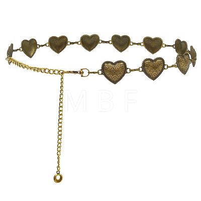 Tibetan Style Alloy Embossed Floral Heart Link Waist Belly Chains for Women FS-WG5DD44-02-1