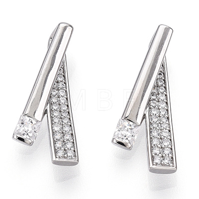 Rhodium Plated 925 Sterling Silver Micro Pave Cubic Zirconia Pendants STER-T004-17P-1