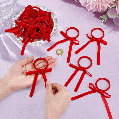 Velvet Bowknot Napkin Rings AJEW-WH0077-173-1