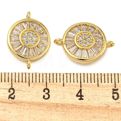 Rack Plating Brass Pave Cubic Zirconia Wheel Connector Charms KK-Z063-29G-01-1