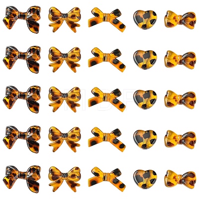 30Pcs 5 Styles Printed Transparent Acrylic Beads TACR-YW0003-46-1