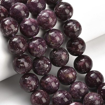 Natural Lepidolite/Purple Mica Stone Beads Strands G-H335-B03-14mm-A-1