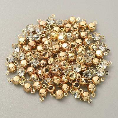 Brass Clear Cubic Zirconia Connector Charms RB-WH0005-002C-KCG-1