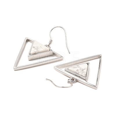 Natural Howlite Triangle Dangle Earrings EJEW-Z024-10A-P-1