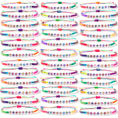 36Pcs Acrylic Beads Braided Bracelets SA1431-4-1
