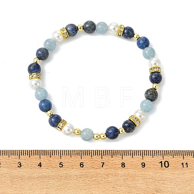 Natural Lapis Lazuli & Dyed Quartz & Non-magnetic Synthetic Hematite & Shell Pearl Beaded Bracelets for Women BJEW-JB13895-01-1