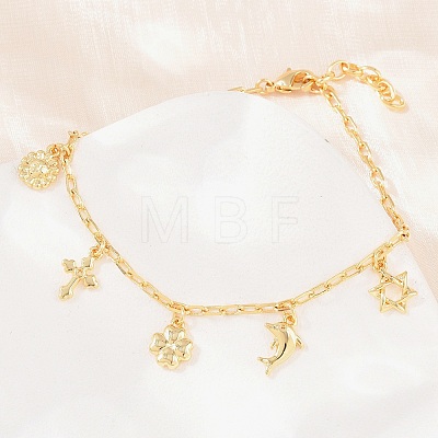 Brass Charm Bracelets BJEW-F545-01A-G-1