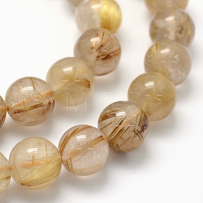 Grade AA Natural Gold Rutilated Quartz Beads Strands G-I206-34-10mm-1